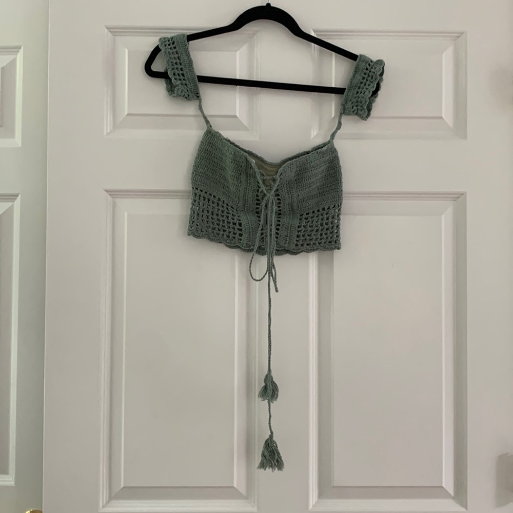 Andi Bagus crochet crop top - XSMALL - Sage Green